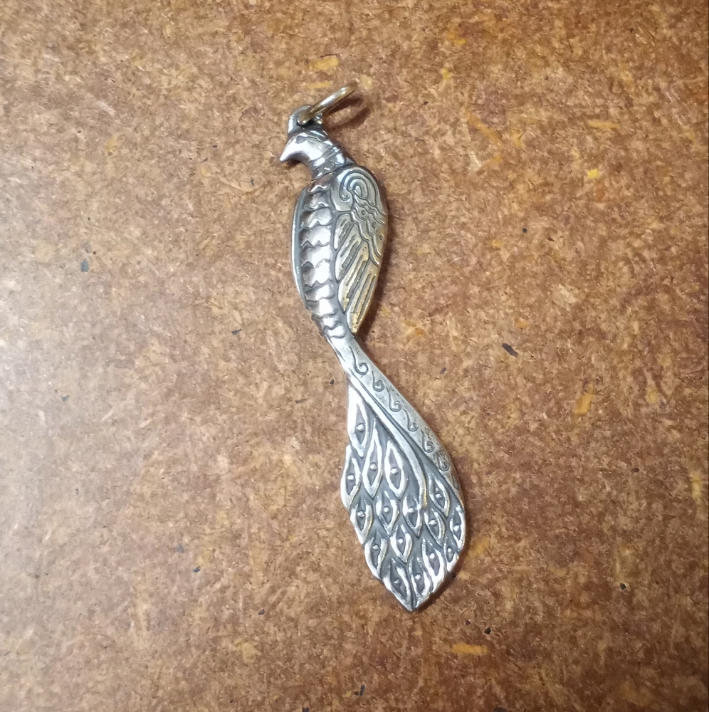 James Avery Retired Regal Peacock Pendant Sterling Silver 925 Large 2-1/2"